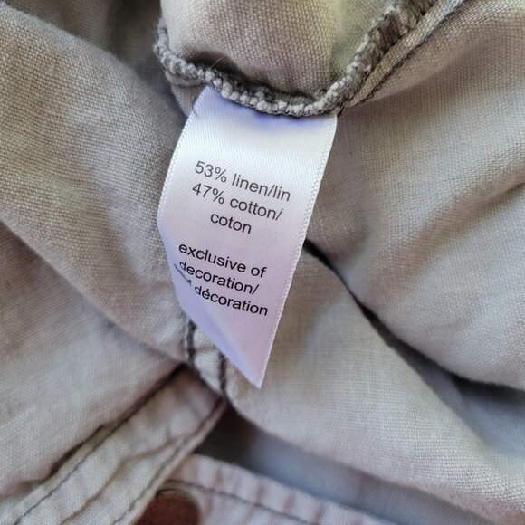 Maurices Womens Jacket XL Gray Linen Cotton Eyelet Zip Snap Up Casual GRA6E - Picture 10 of 11